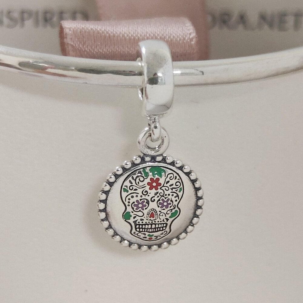 Pandora Mexico Skull Lover Dangle Charm Travel Vacation Pendant S925 Silver - Picture 4 of 5